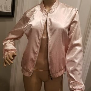 Pink satin bomber jacket